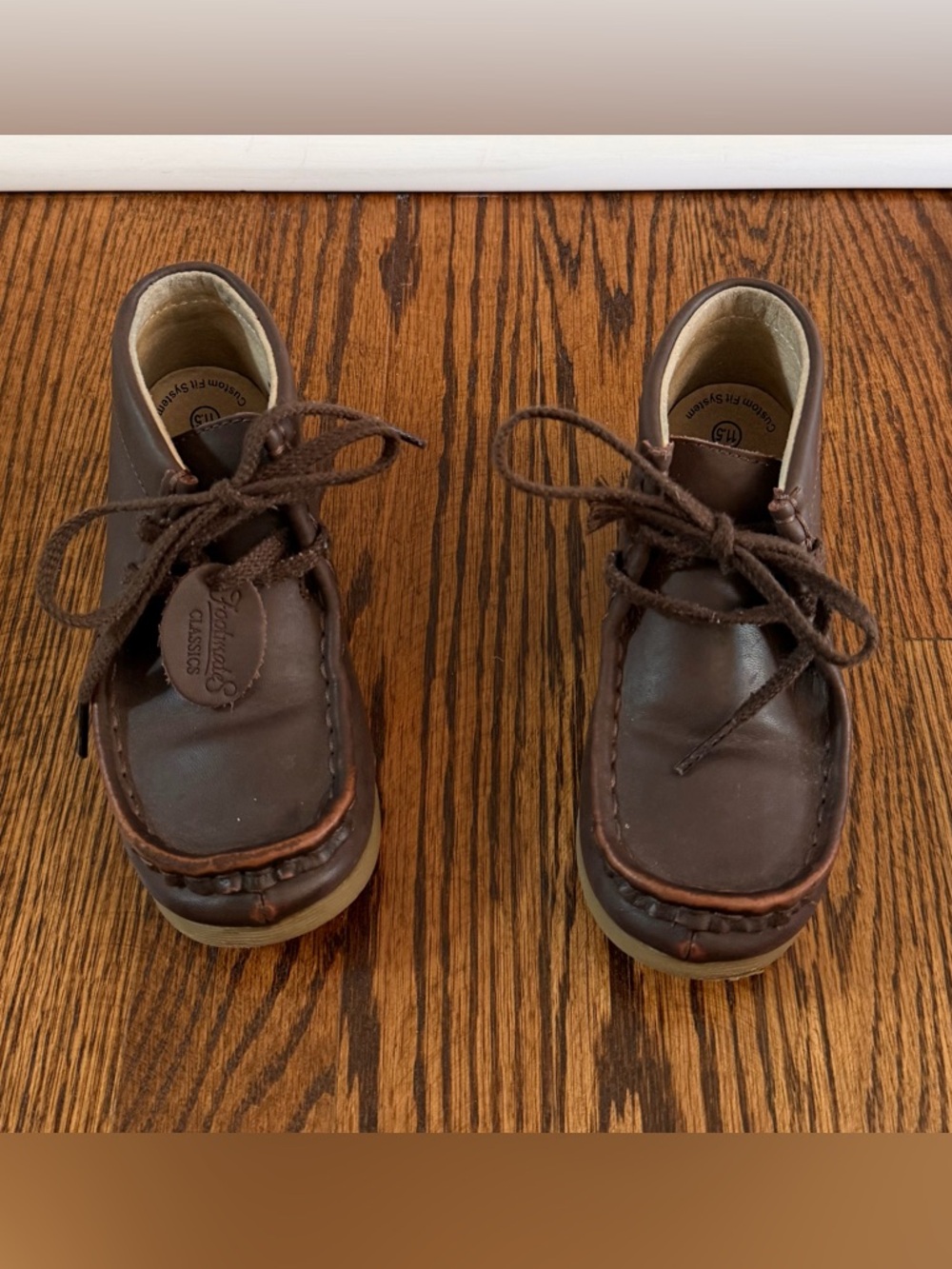 FootMates Wally Premium Leather Brown Moc Boots Kids Size 11.5